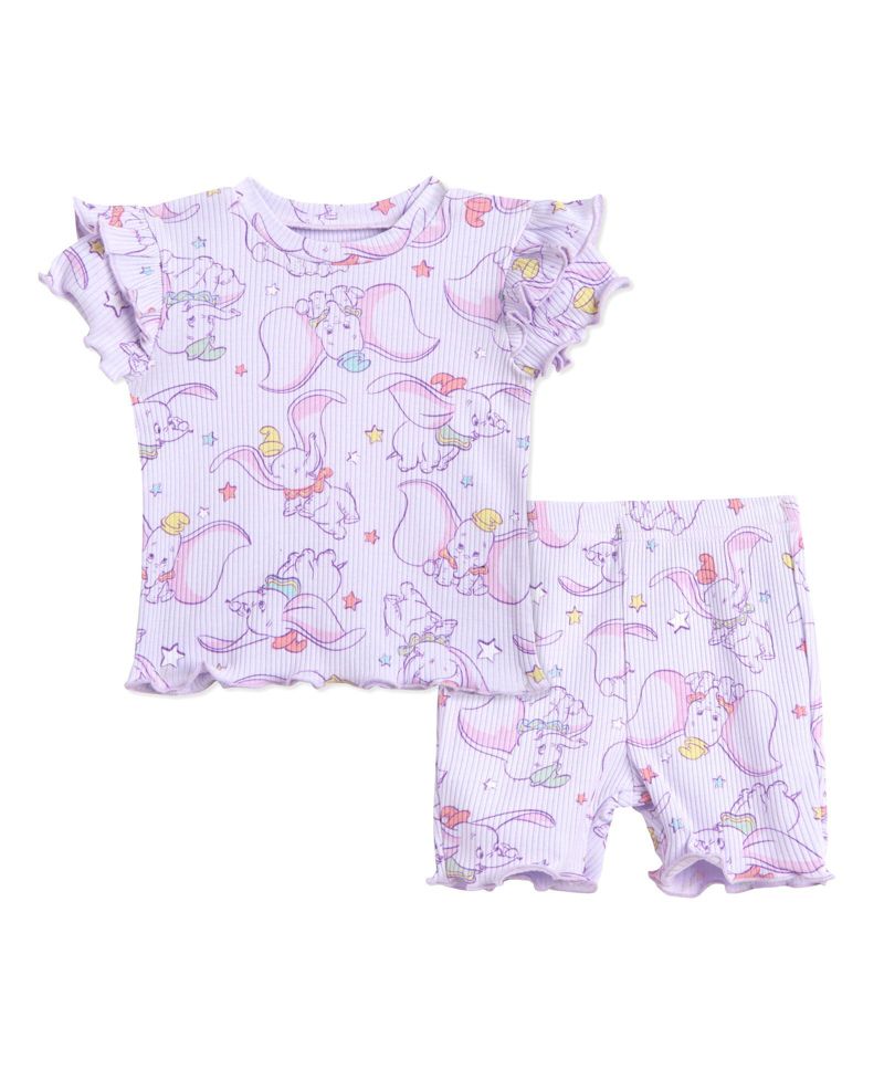 Baby Girls Disney Winnie the Pooh Minnie Mouse Lilo & Stitch Peplum T-Shirt and Bike Shorts Outfit Set Newborn to