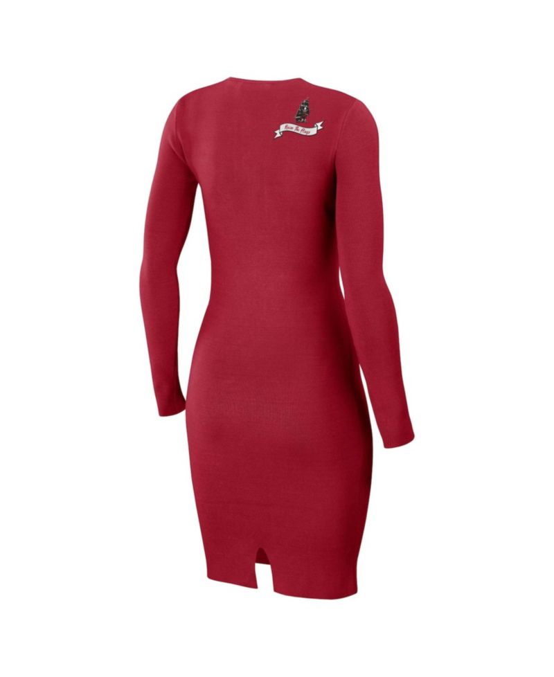 Women's Red Tampa Bay Buccaneers Lace Up Long Sleeve Dress