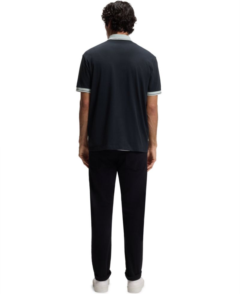 Men's Cotton-Jersey Stripe Trim Polo Shirt