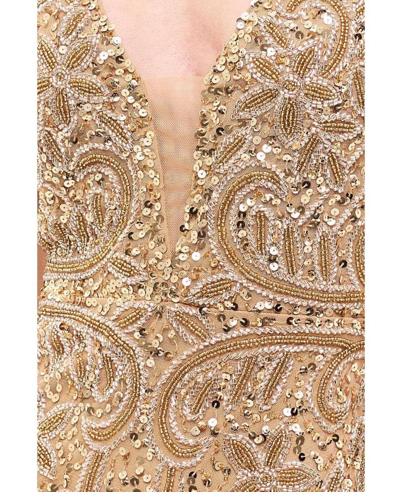 Women's Embellished Sequin Maxi Dress With Trail