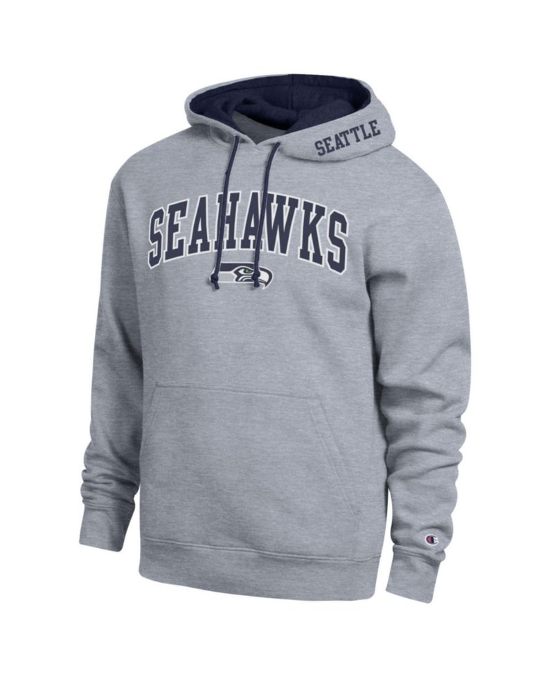 Men's Heather Gray/College Navy Seattle Seahawks Contrast Hoodie