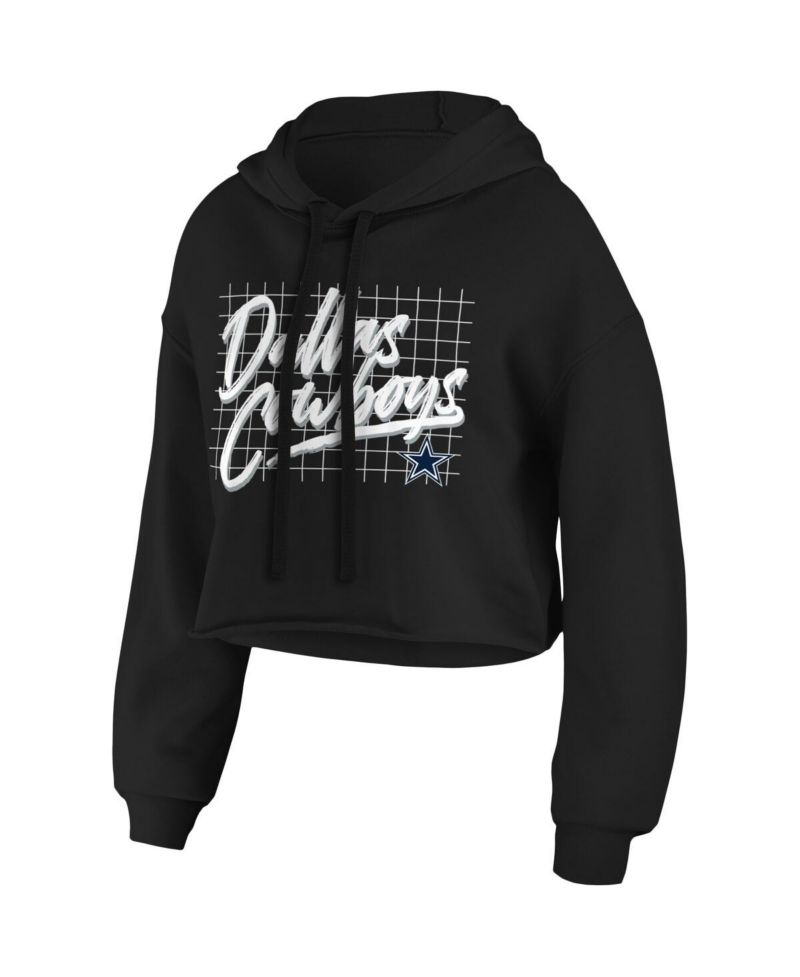 Women's Black Dallas Cowboys Domestic Cropped Pullover Hoodie