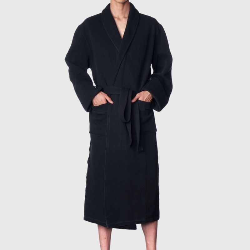 Men's Cotton Blend Shawl Robe Lightweight Kimono Knit Spa Bathrobe