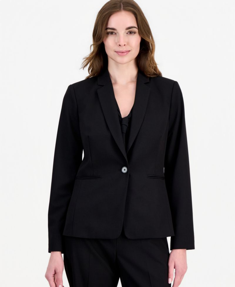 Women's One-Button Short Shoulder-Padded Blazer