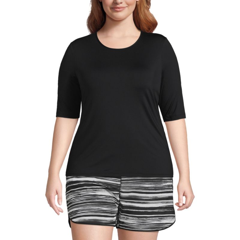 Plus Size SunShade UPF 50 Elbow Sleeve Rash Guard Swim Tee