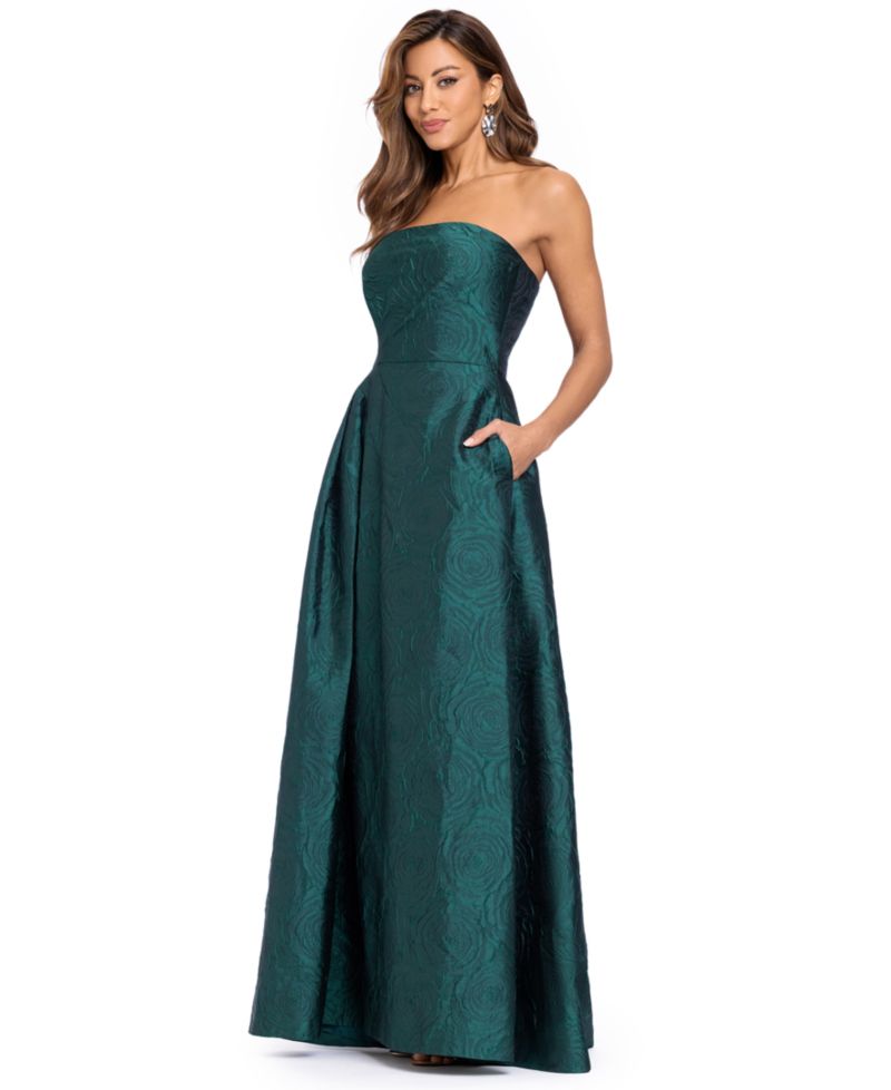 Women's Strapless Floral-Brocade Gown