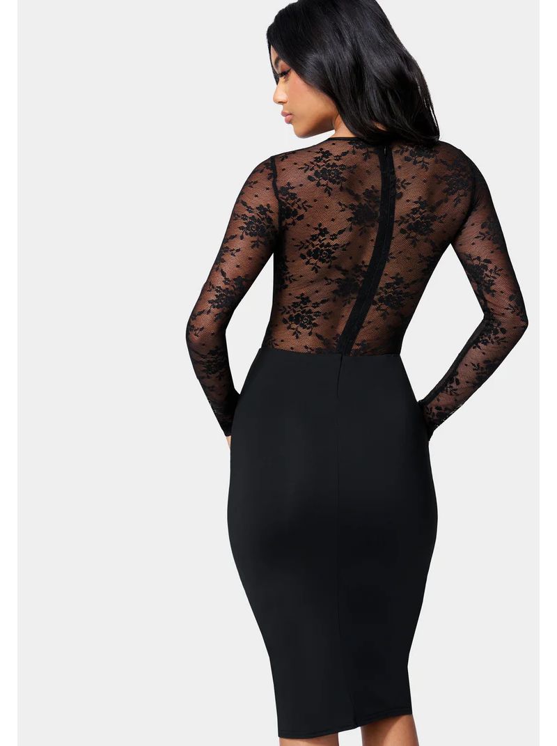 Women's Lace Inset Midi Dress