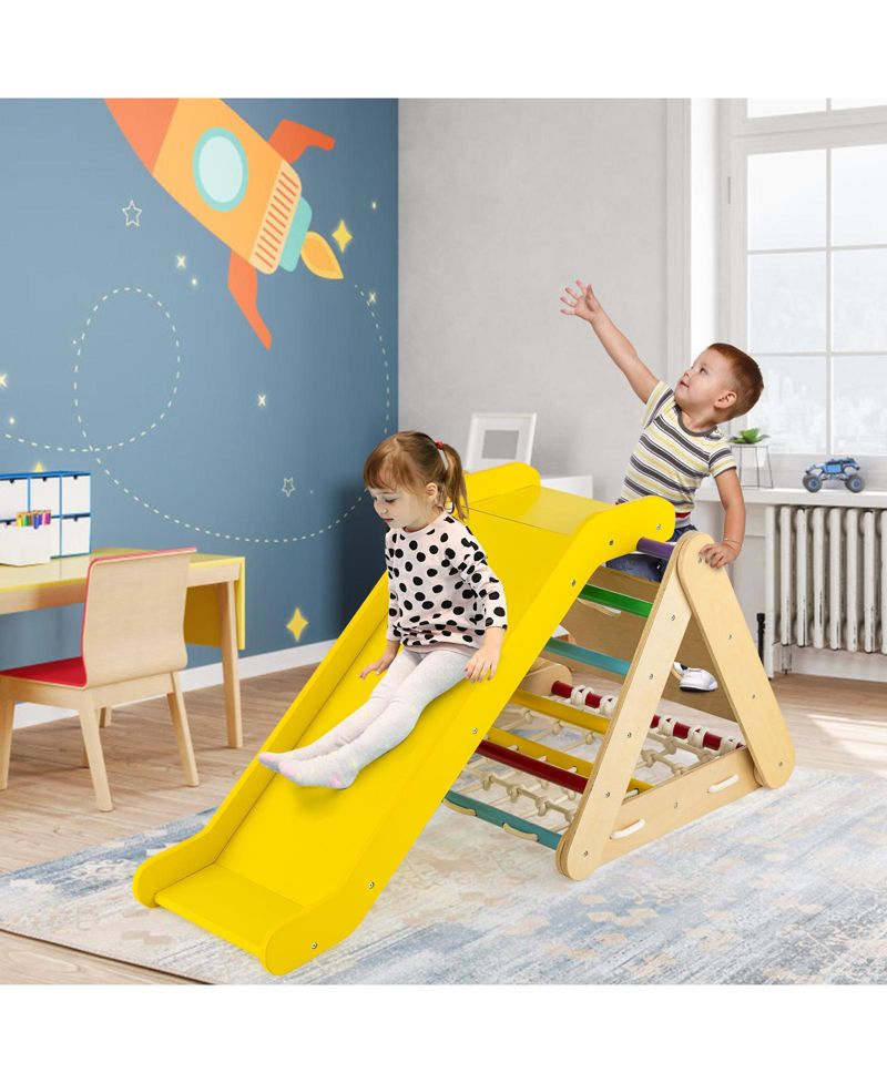 3-Side Triangle Climber with Sliding Board and Climbing Net