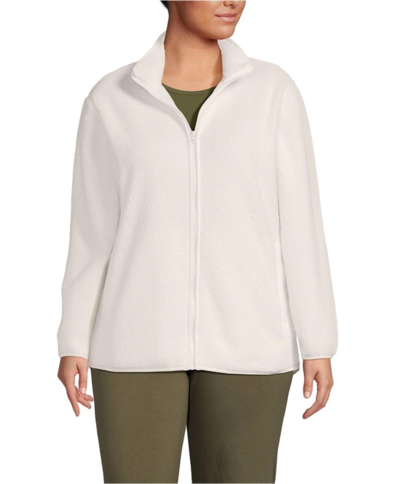 Plus Size Cozy High Pile Full Zip Fleece Jacket