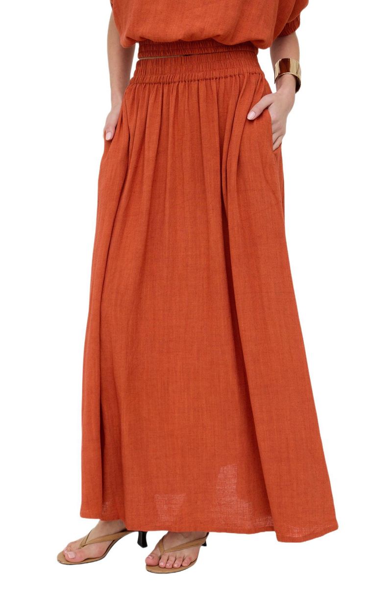 Women's Sesame Elasticated Waist Maxi Skirt
