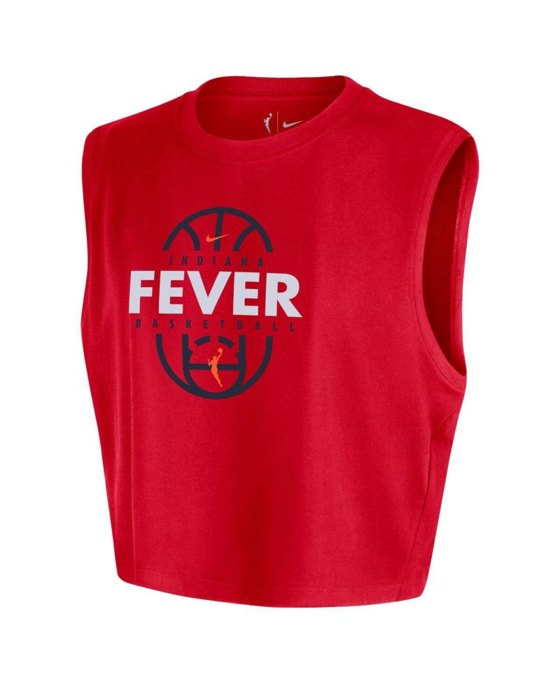 Women's Red Indiana Fever 2026 Authentic On-Court Sleeveless Cropped T-Shirt
