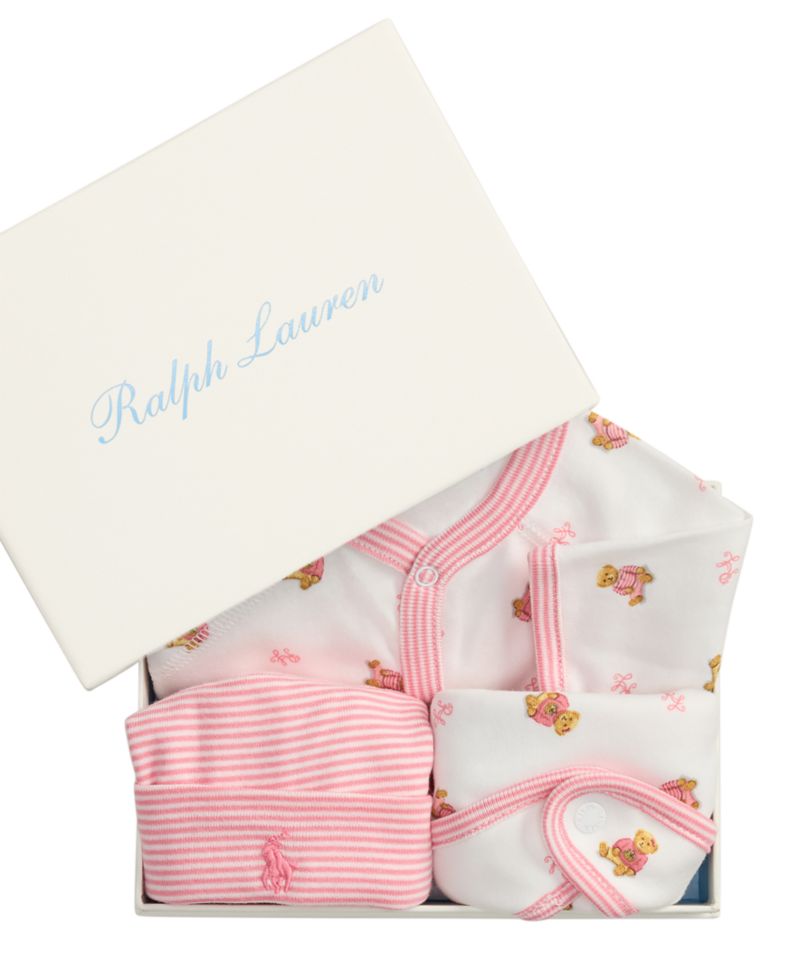 Baby Girls' Polo Bear Cotton 3-Piece Gift Set