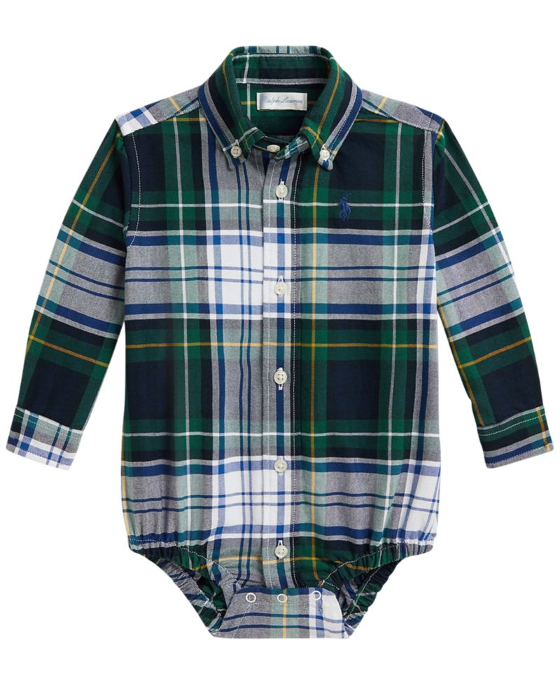Baby Boys' Plaid Cotton Oxford Bodysuit