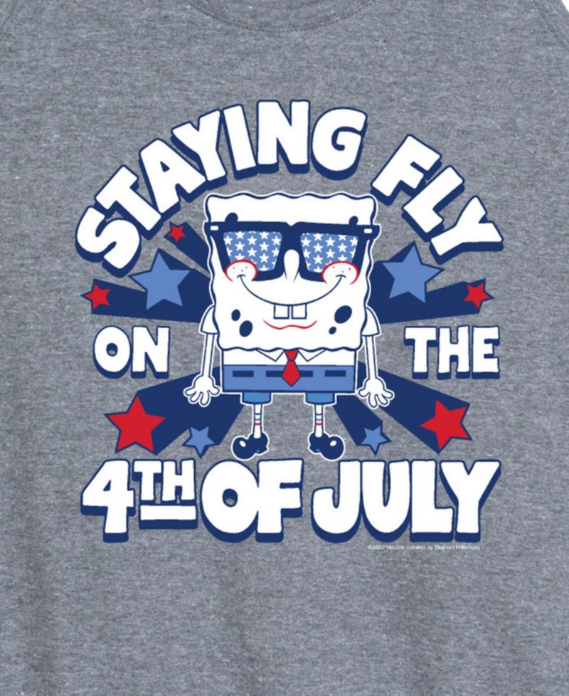 Plus Size SpongeBob Square Pants Fly on 4th of July Racerback Graphic Tank Top