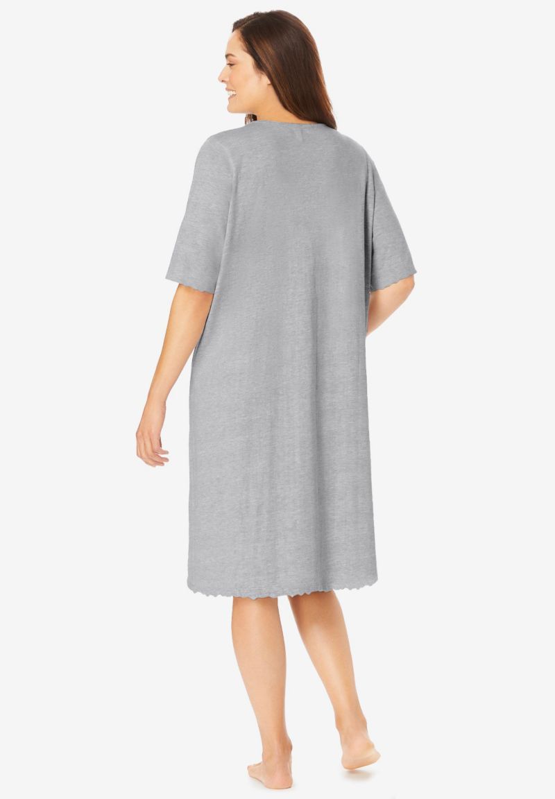 Women's Satin Trim Cotton Sleepshirt