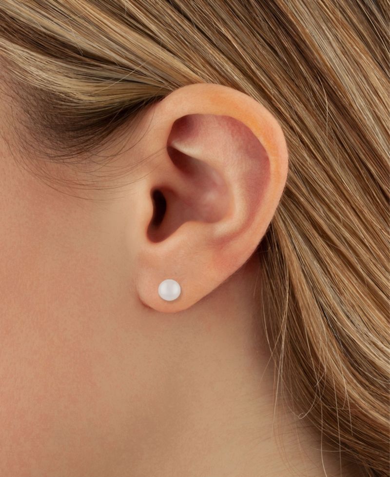 Cultured Freshwater Pearl (5-1/4mm) & Onyx Front and Back Earrings