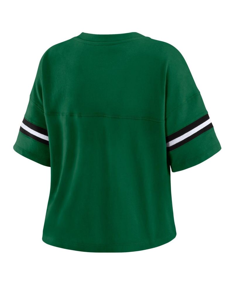 Women's Hunter Green Milwaukee Bucks Plus Size Color Block Boxy V-Neck T-Shirt