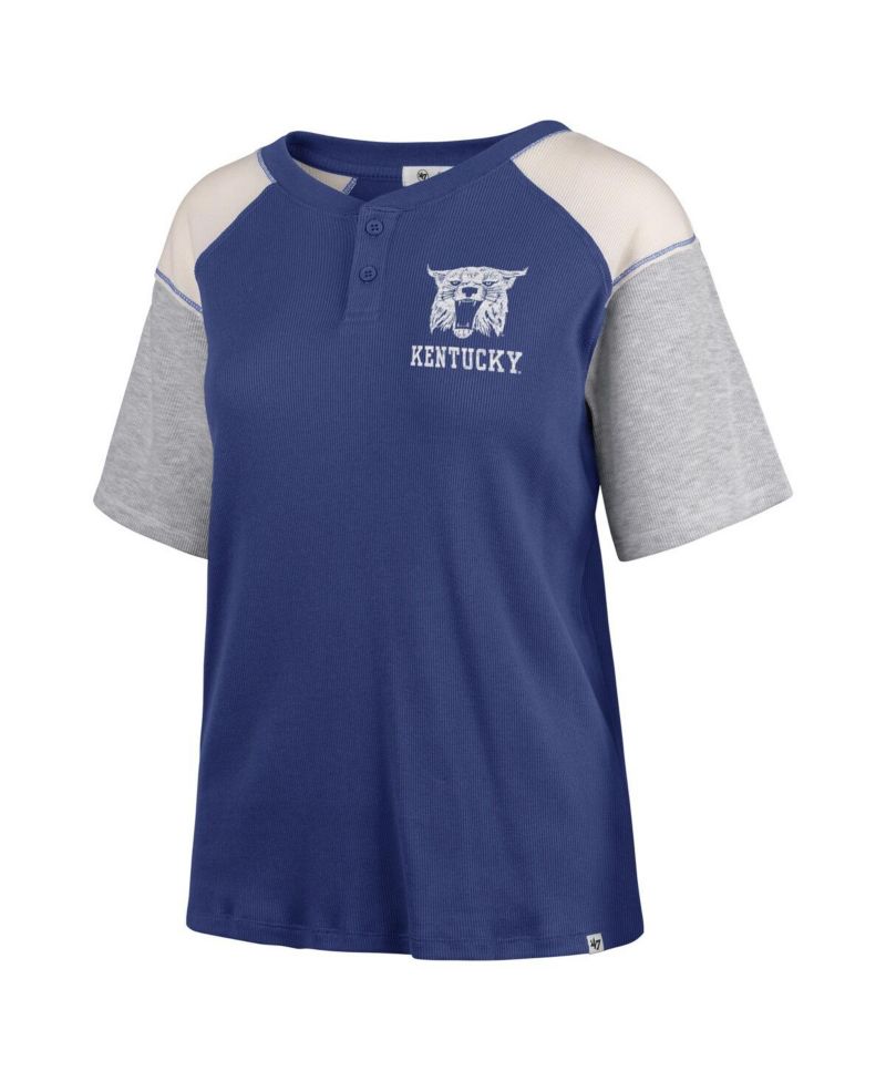 Women's Royal Kentucky Wildcats Underline Harvey Color Block Raglan Henley T-Shirt