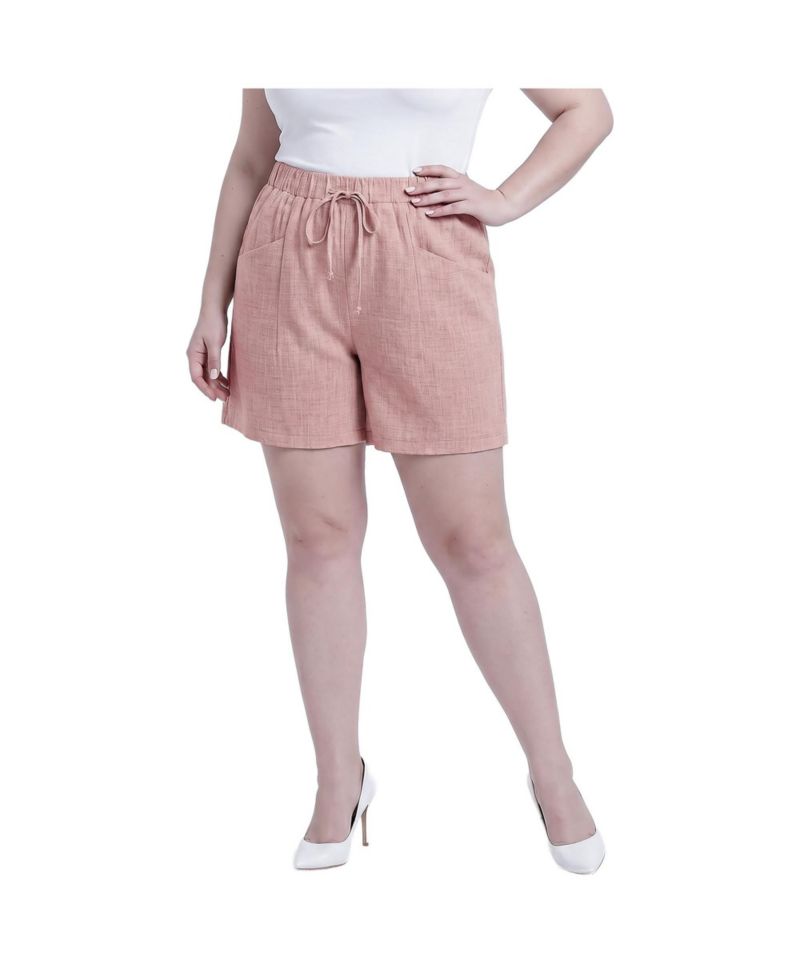 Plus Size Elastic Waist Shorts with Inseam 6
