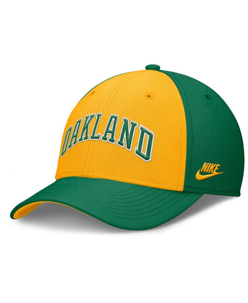 Men's Green/Gold Oakland Athletics Rise Swoosh Performance Flex Hat