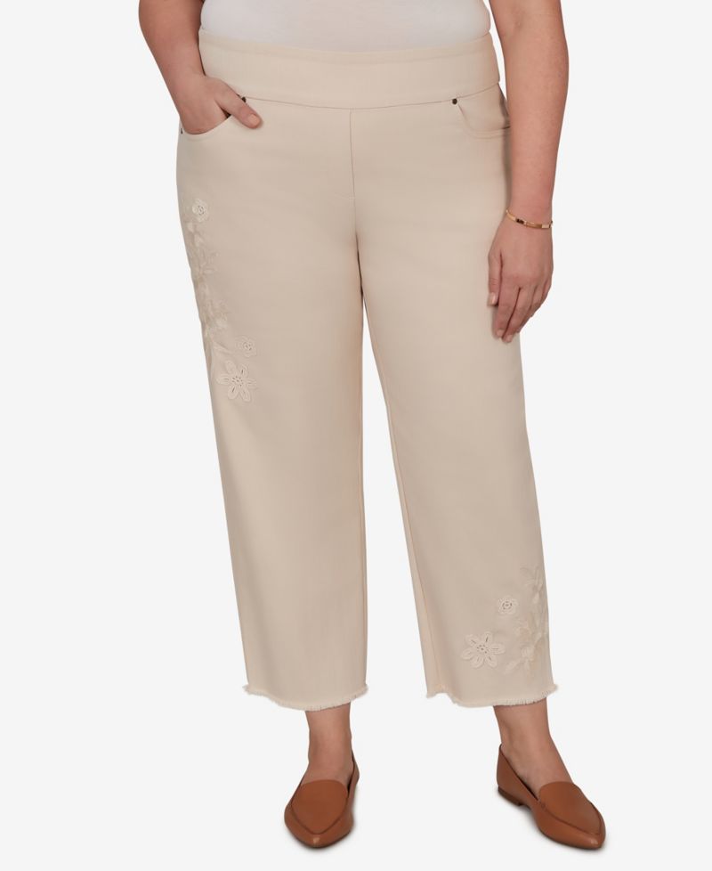 Plus Size Camden Market Tonal Floral Applique Ankle Jeans