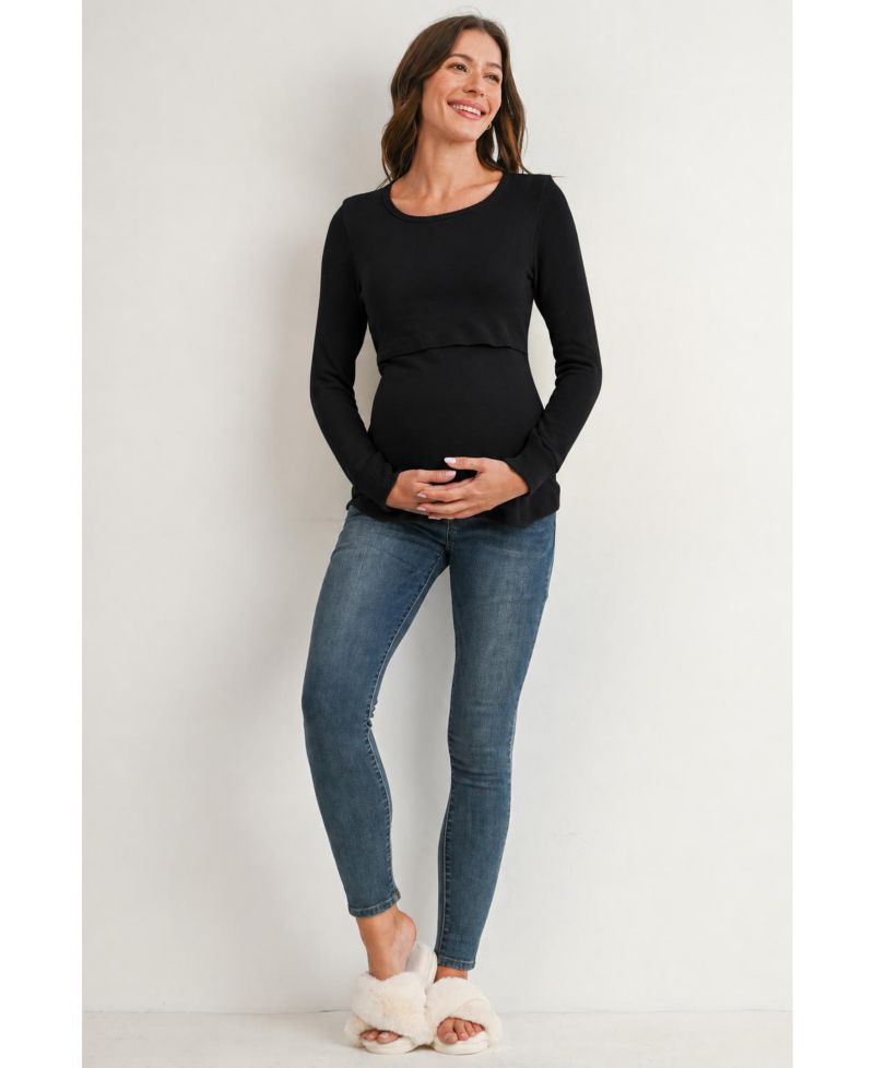Maternity Nursing Brushed-Knit Sweater
