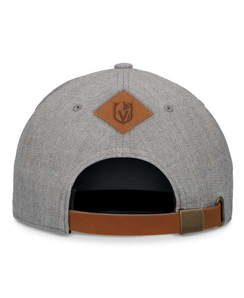 Men's Heather Gray Vegas Golden Knights Elements A-Frame Leather Strap Back Hat