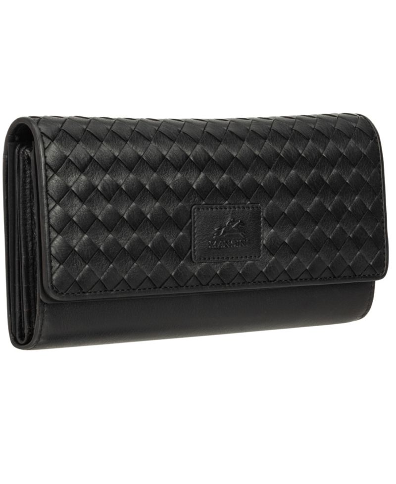 Women's Basket Weave Collection RFID Secure Quadruple Fold Wallet