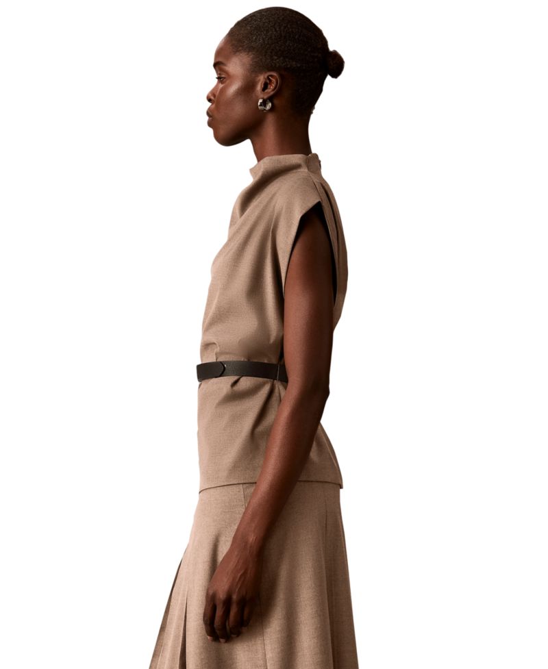 Women's Sleeveless Draped-Neck Blouse