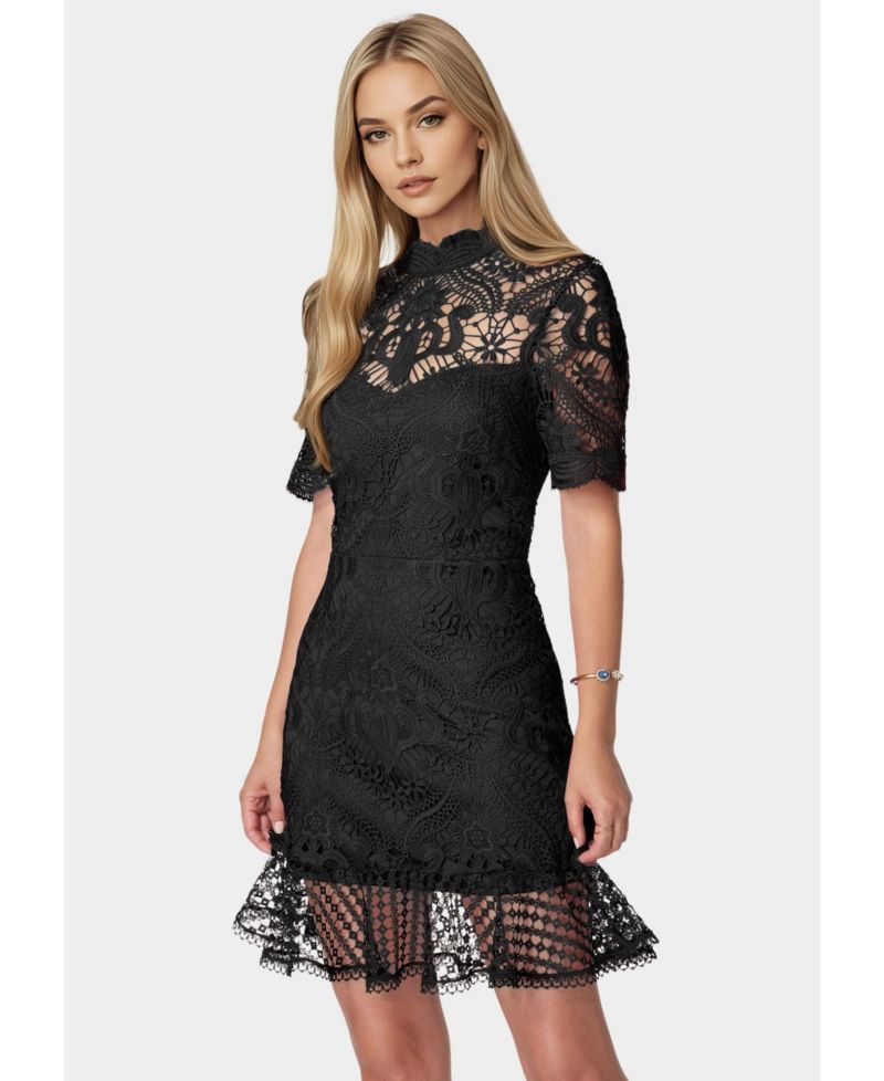 Women's Flounce Lace Mini Dress