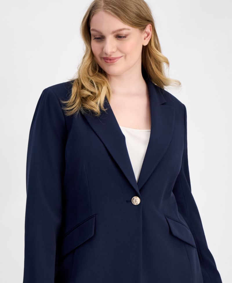 ASL Plus Size Peak-Lapel Single-Button Blazer