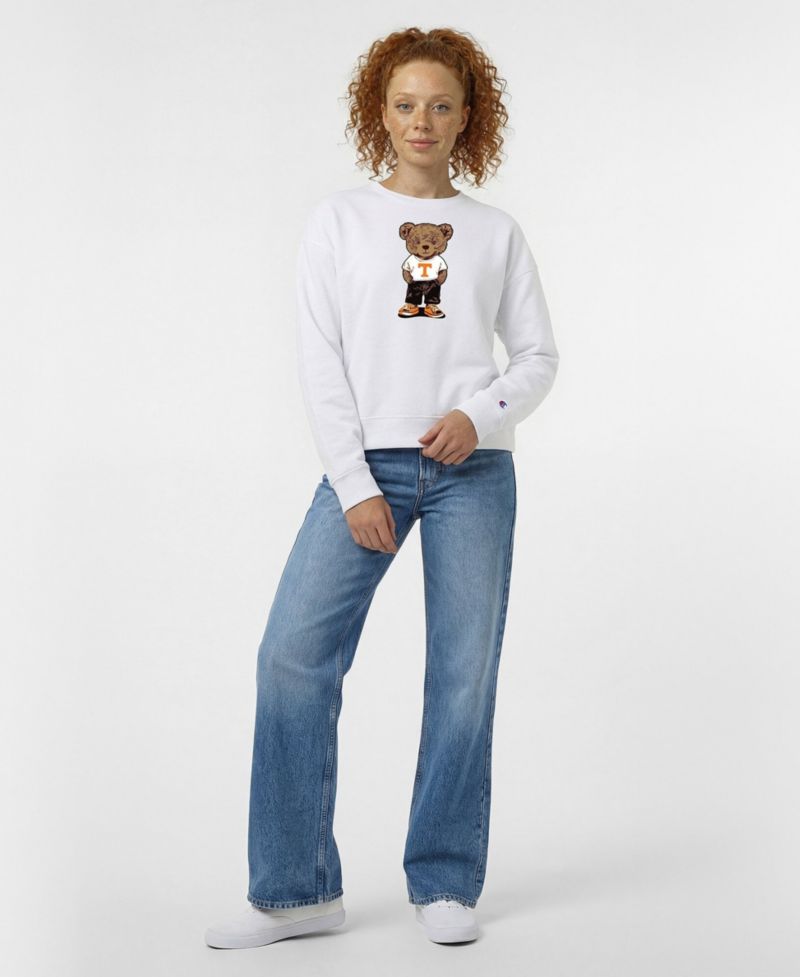 Women's White Tennessee Volunteers Teddy Bear Fleece Sweatshirt
