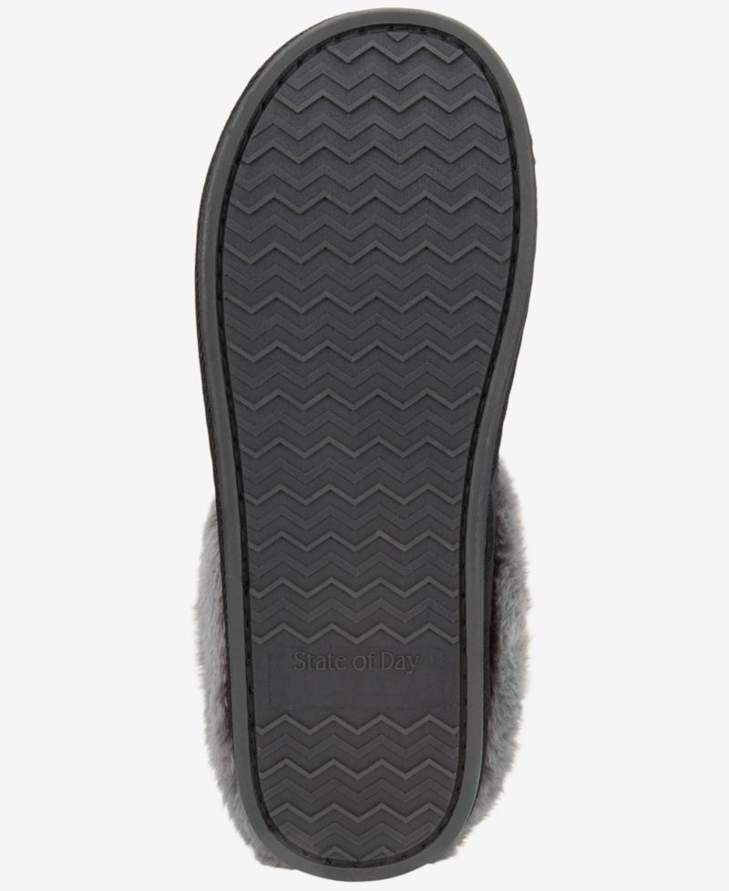 Women's Boxed Faux-Fur-Collar Clog Slippers