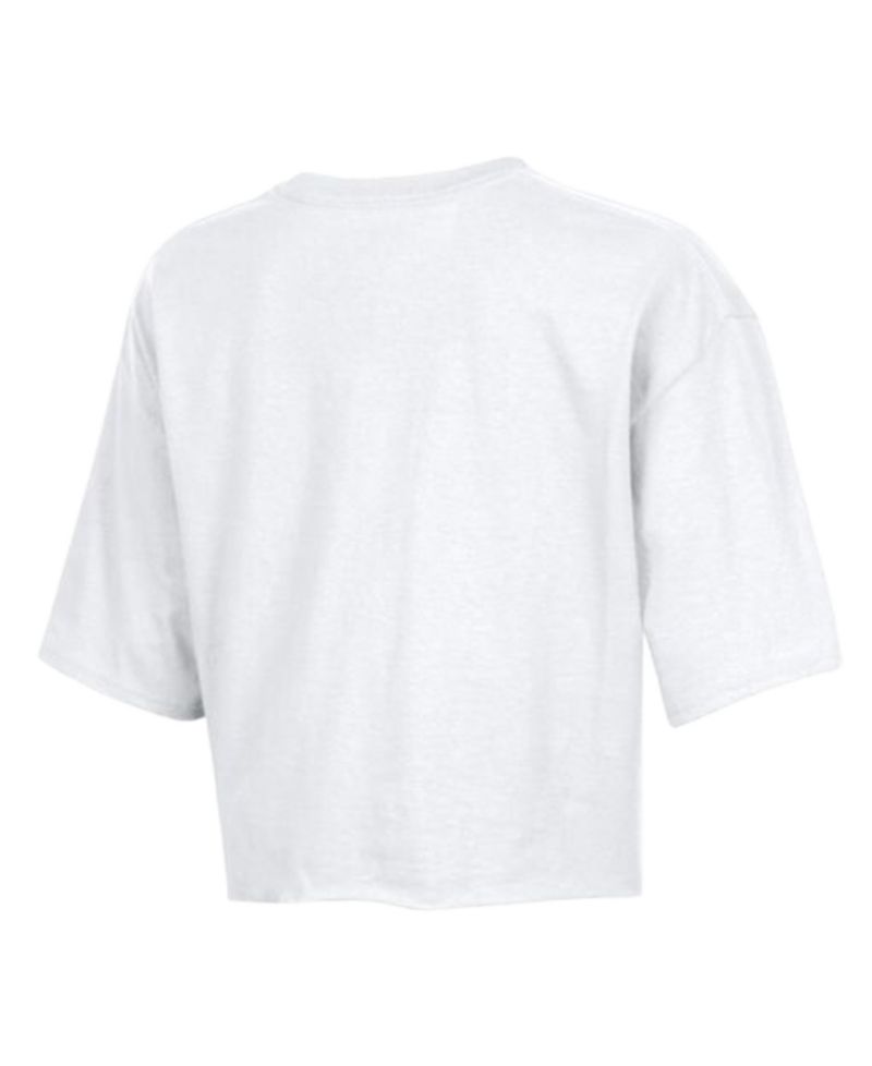 Women's White Los Angeles Dodgers Boyfriend Cropped Americana T-Shirt