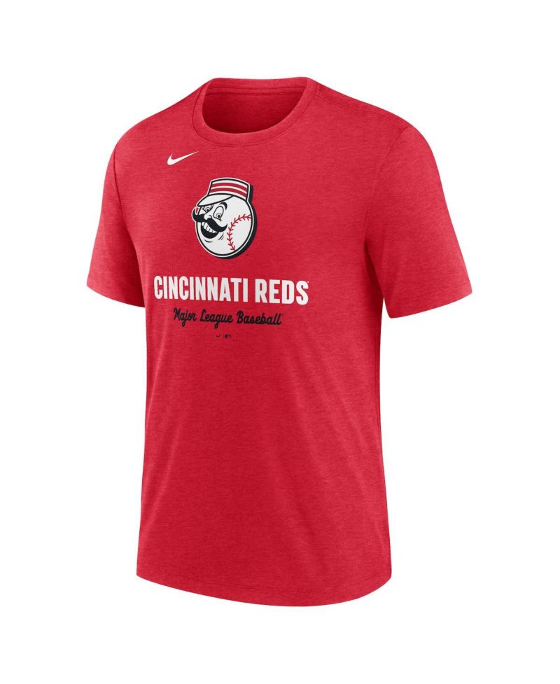 Men's Heather Red Cincinnati Reds Logo Tri-Blend T-Shirt