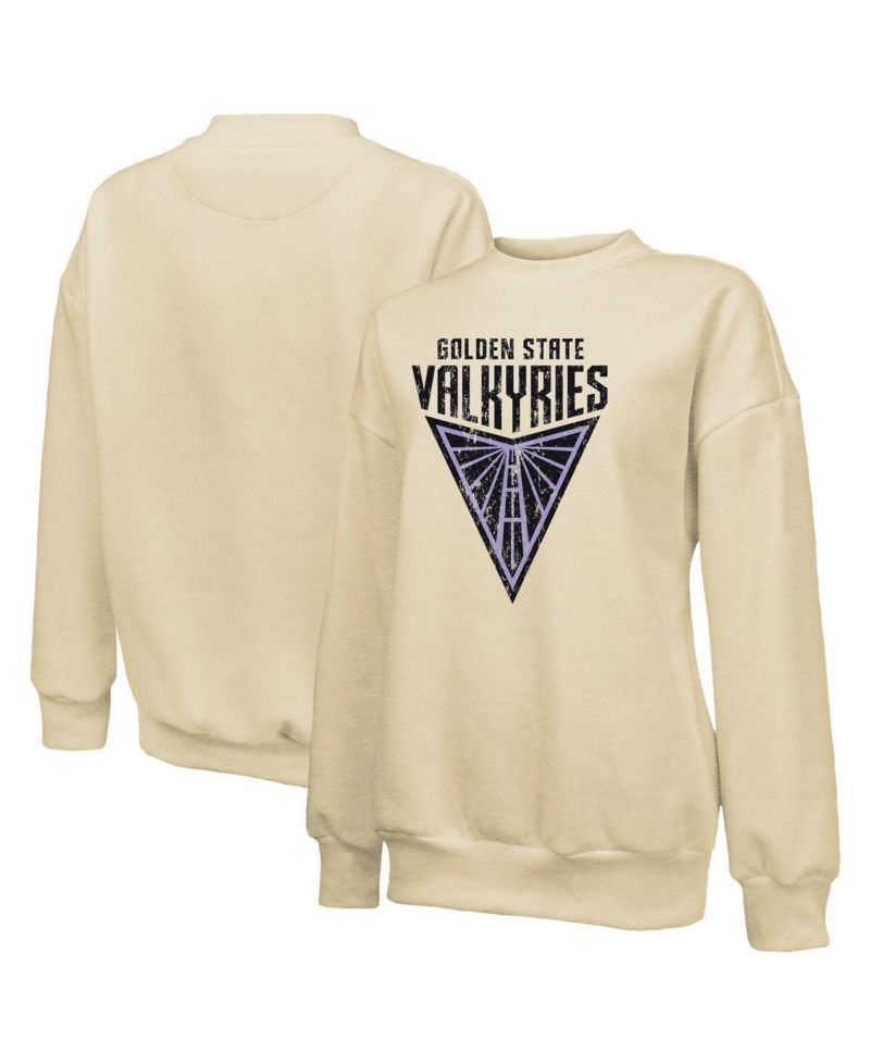 Women's Cream Golden State Valkyries Primary Logo Drop Shoulder Tri-Blend Pullover Sweatshirt