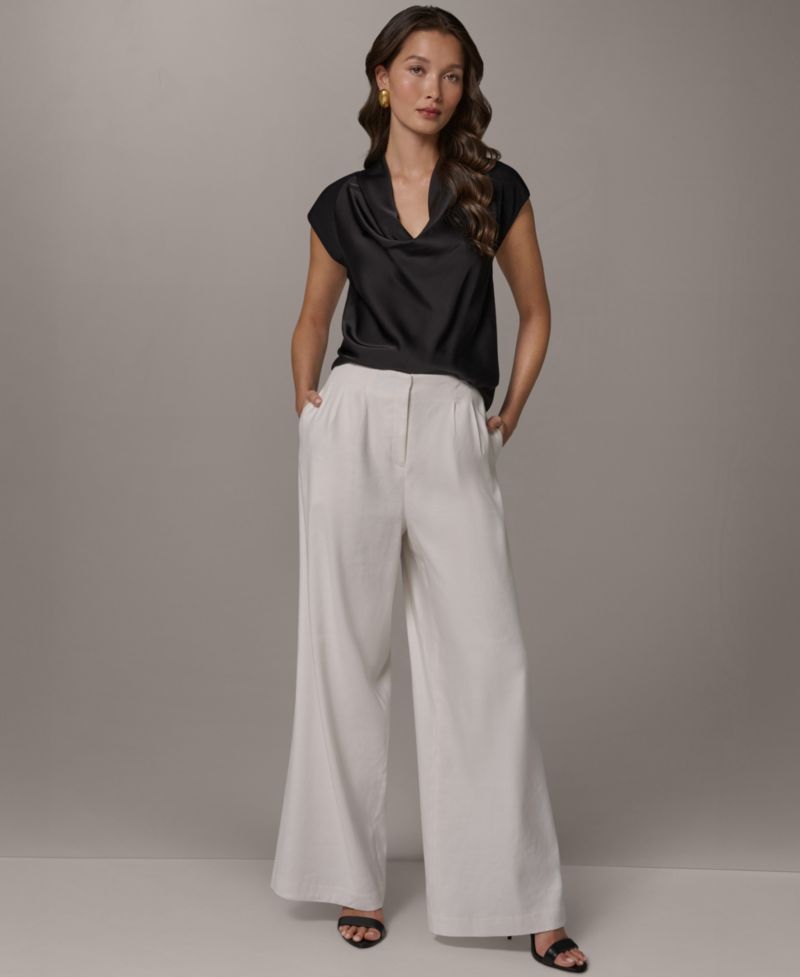 Women's Pleated Wide-Leg Pants