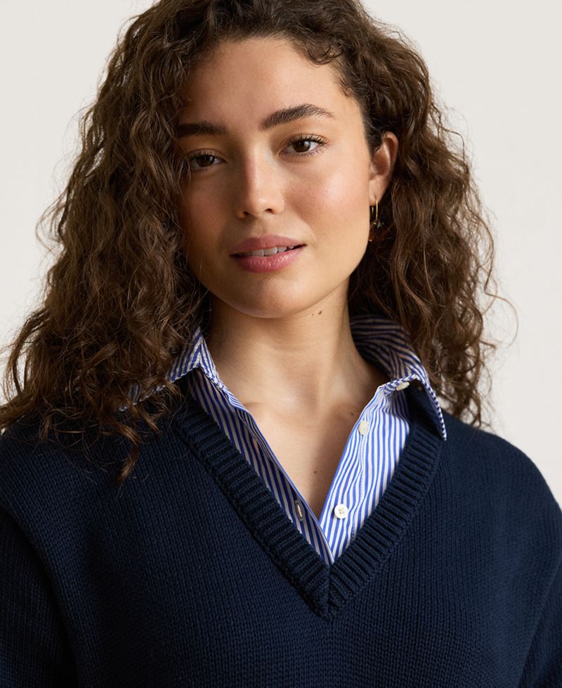 Petite Collared Long-Sleeve Sweater