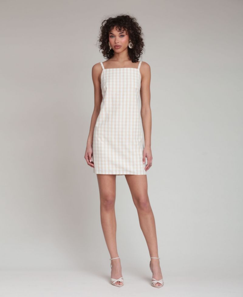 Women's Gingham Square-Neck Mini Dress