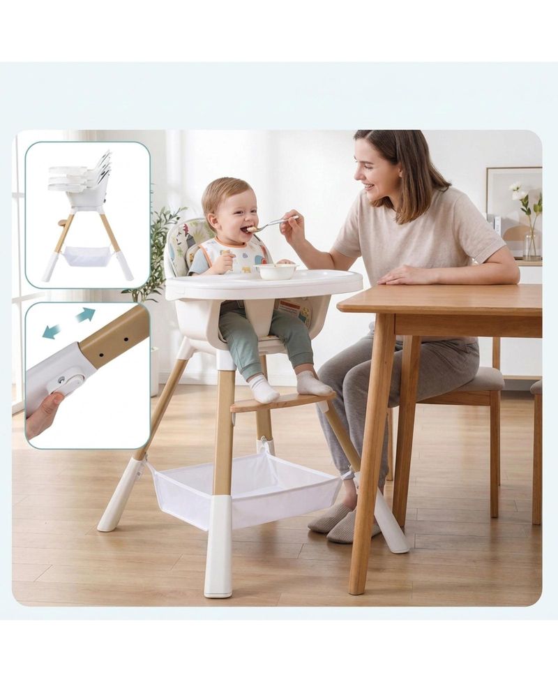 Convertible Dual-Tray Adjustable-Height High Chair