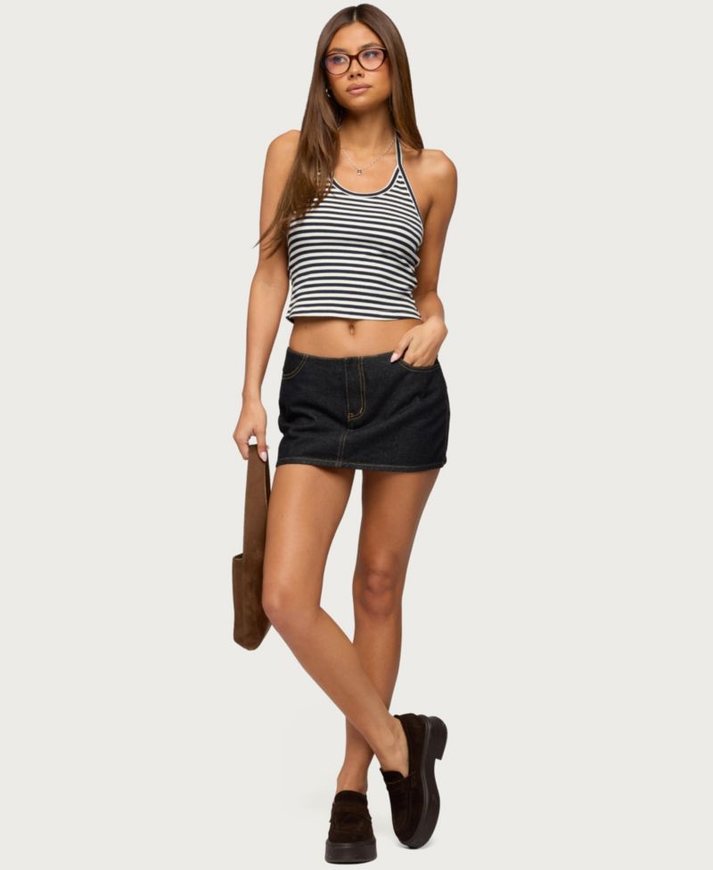 Women's Velma Striped Ribbed Halter Top