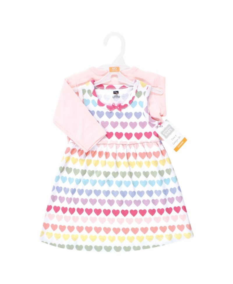 Baby Girls Hudson 0-24M Cotton Dress and Cardigan Set, Cascading Hearts