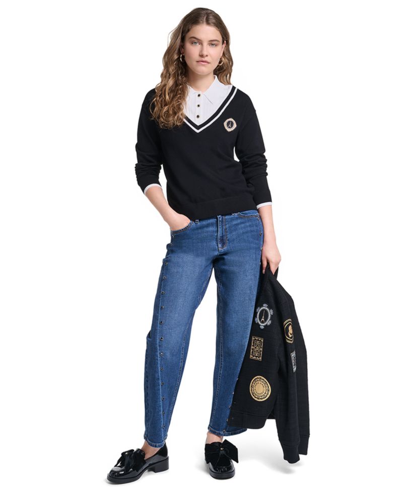 Petite Twofer Collared Sweater