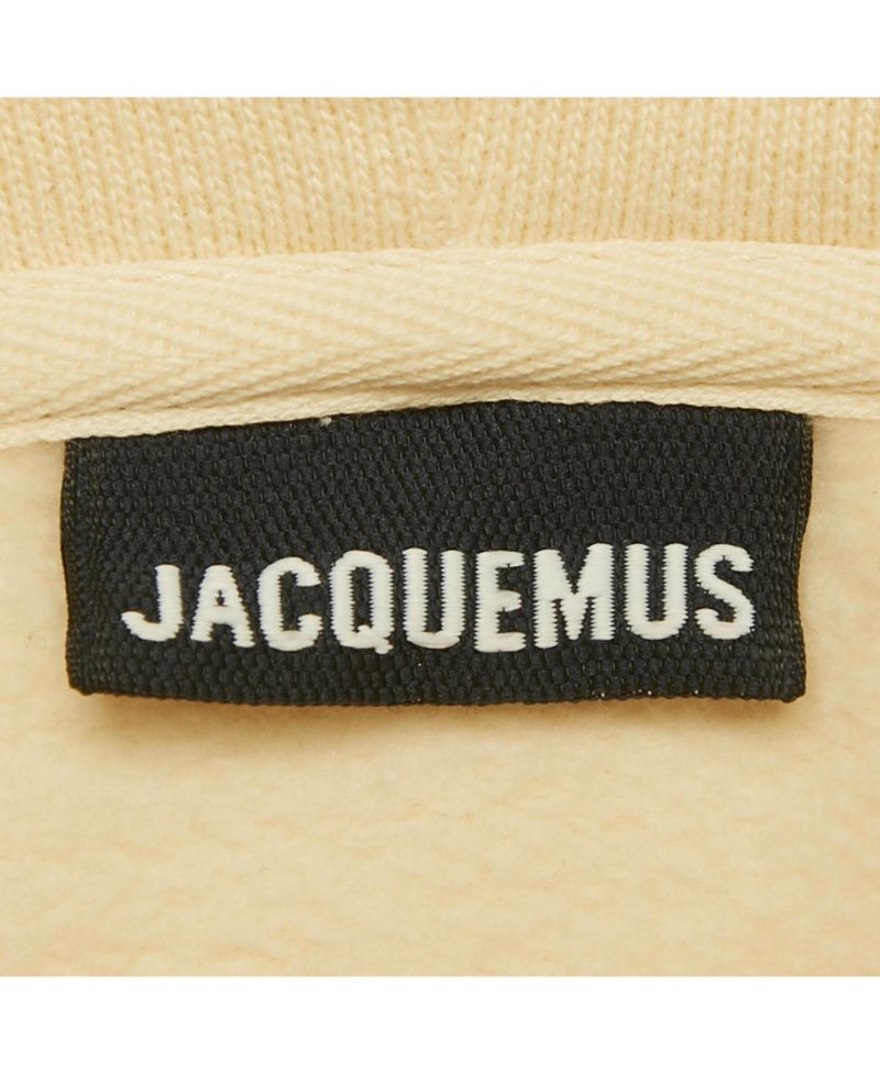Men's Cream Logo Embroidery Cotton Hooded Sweatshirt