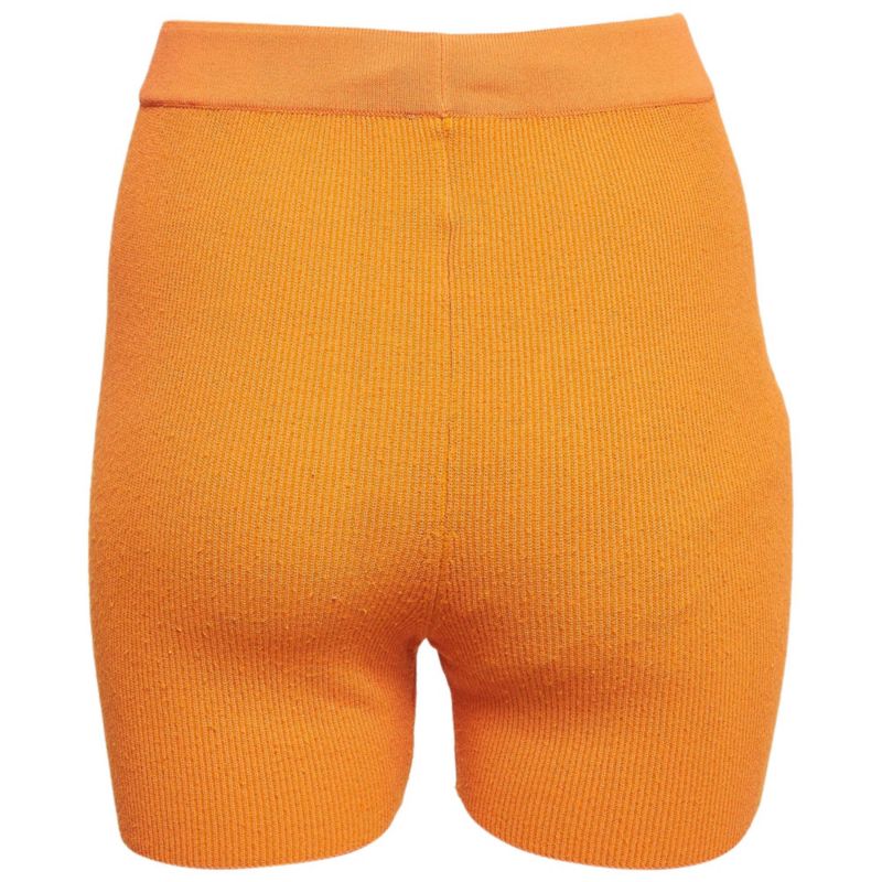 Women's Orange Rib Knit Le Short Arancia Biker Shorts