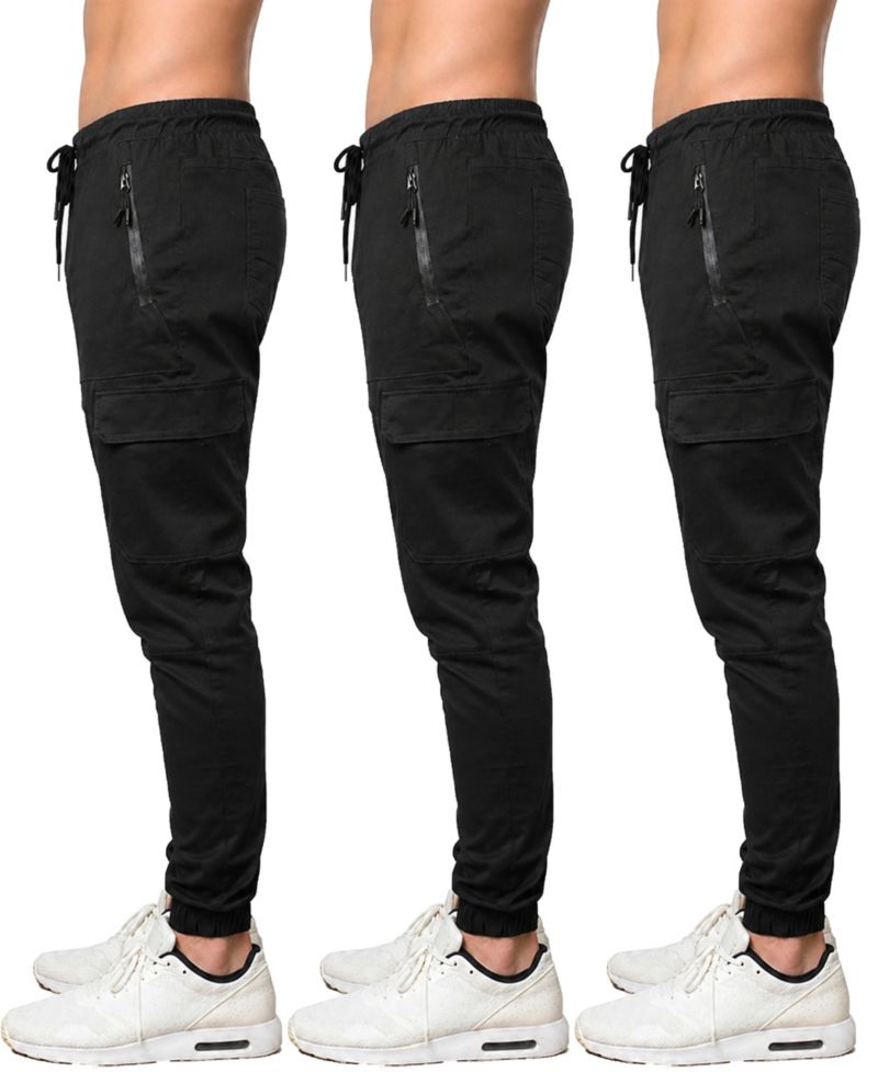 Men's Slim-Fit Cargo Jogger Pants, 3-Pack