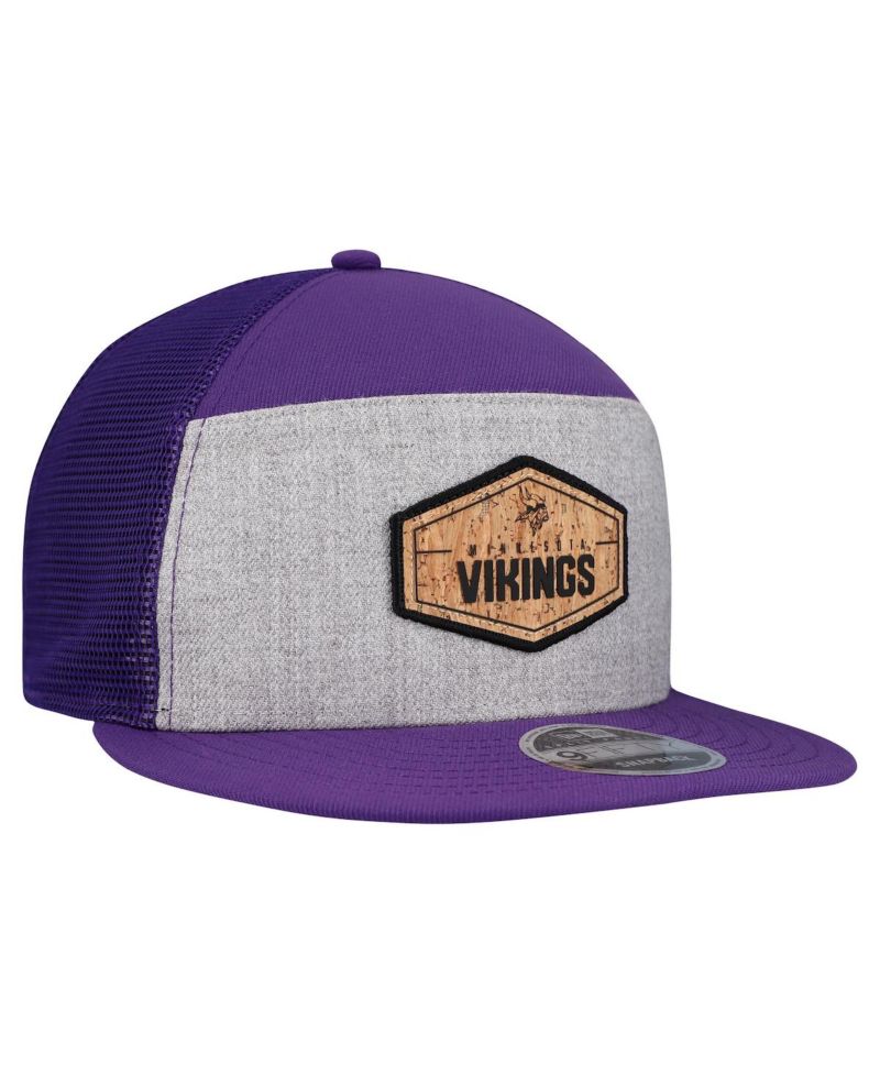 Men's Gray/Purple Minnesota Vikings Cork Split Panel 9FIFTY Trucker Snapback Hat