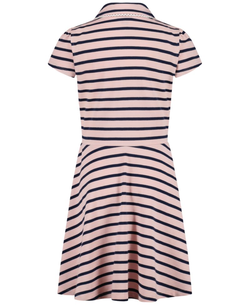 Girls' 7-16 Striped Polo Collar Dress