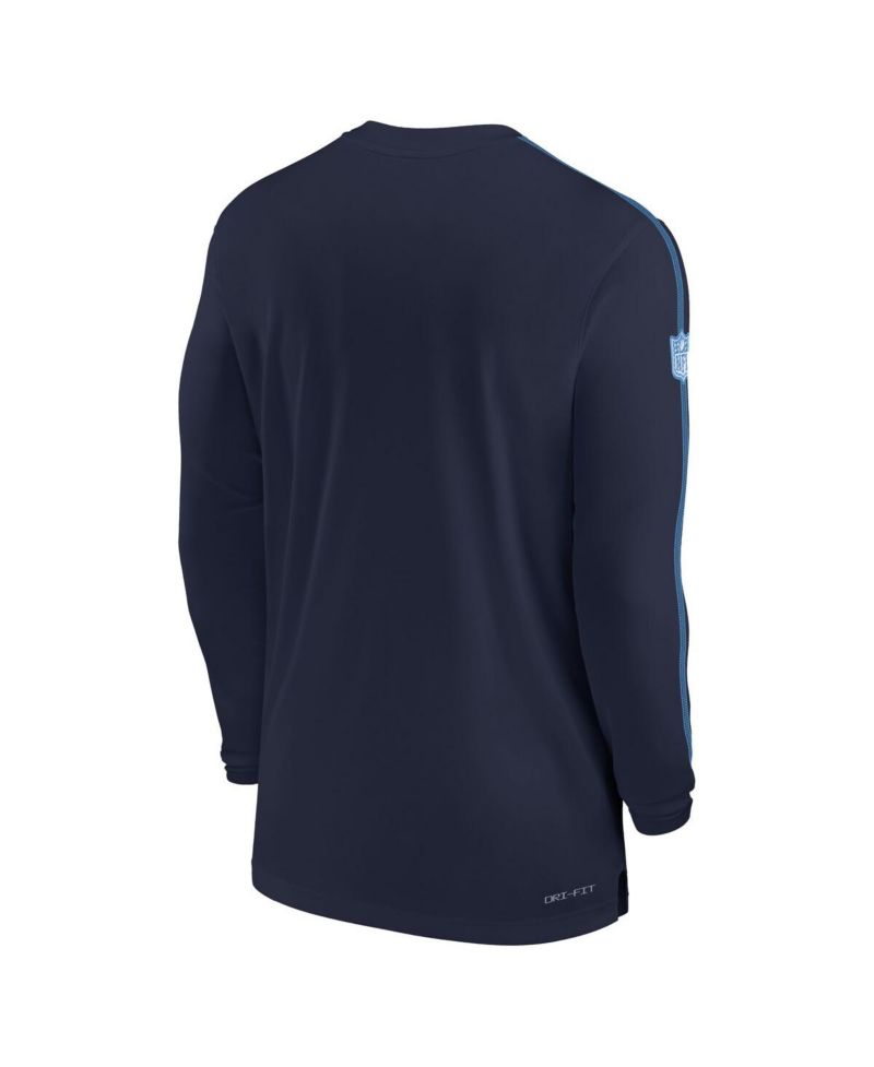 Men's Navy Tennessee Titans Sideline Coach UV Performance Long Sleeve T-Shirt
