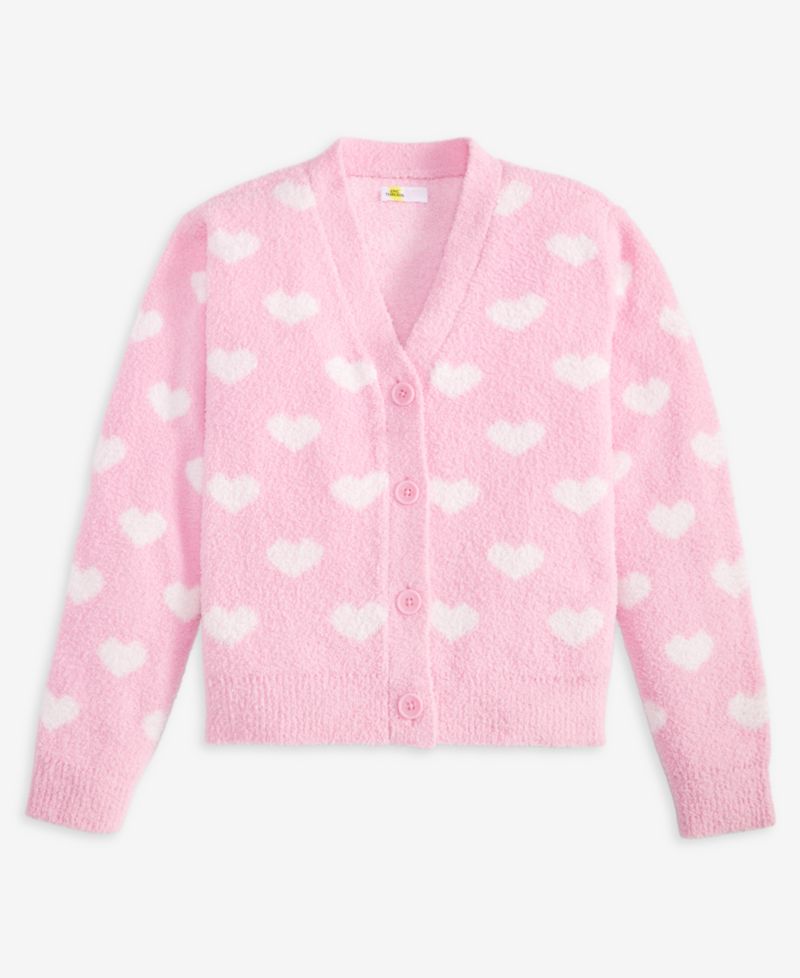 Girls' XS-XL Mini Hearts V-Neck Cardigan